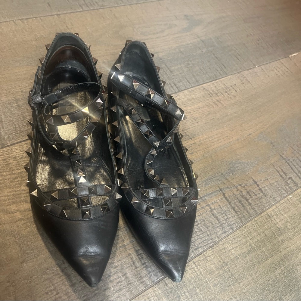 Valentino Studded Black Flats 37.5